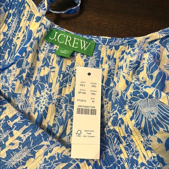 J. Crew Blue and White Swim Coverup with Adjustable Shoulder Ties - Picture 2 of 5